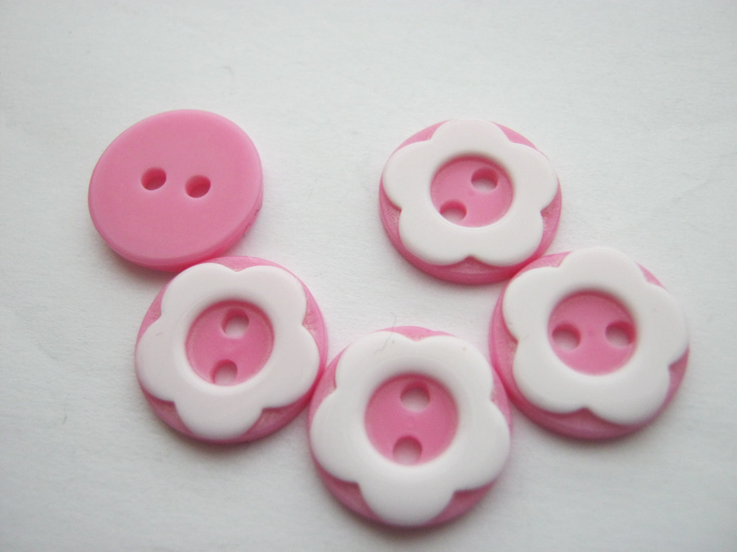 10 Pink Flower Buttons 12mm (1/2") Pink Sewing Buttons for Girls Clothing