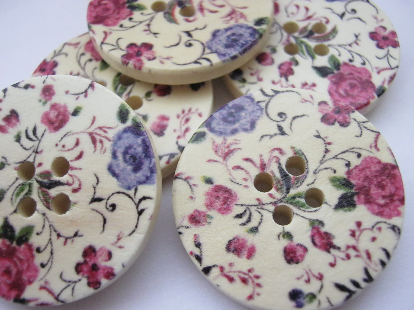 4 Large Floral Sewing Buttons 30mm (1 1/8") Floral Rose Flowers Buttons for Knitting Crafts Focal Buttons Clothing Accessories