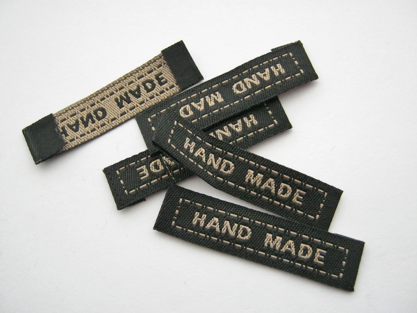 24 Black Handmade Fabric Sew On Labels 45mm (1 3/4") Black Clothing Labels Sewing Tags Dressmaking Crafts Accessories
