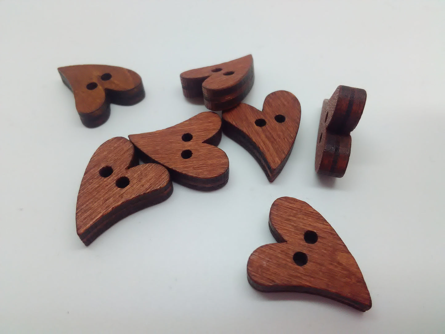 Wooden Heart Buttons 20mm (3/4") Brown Heart Sewing Buttons for Valentine's Day Romantic Clothing and Crafts