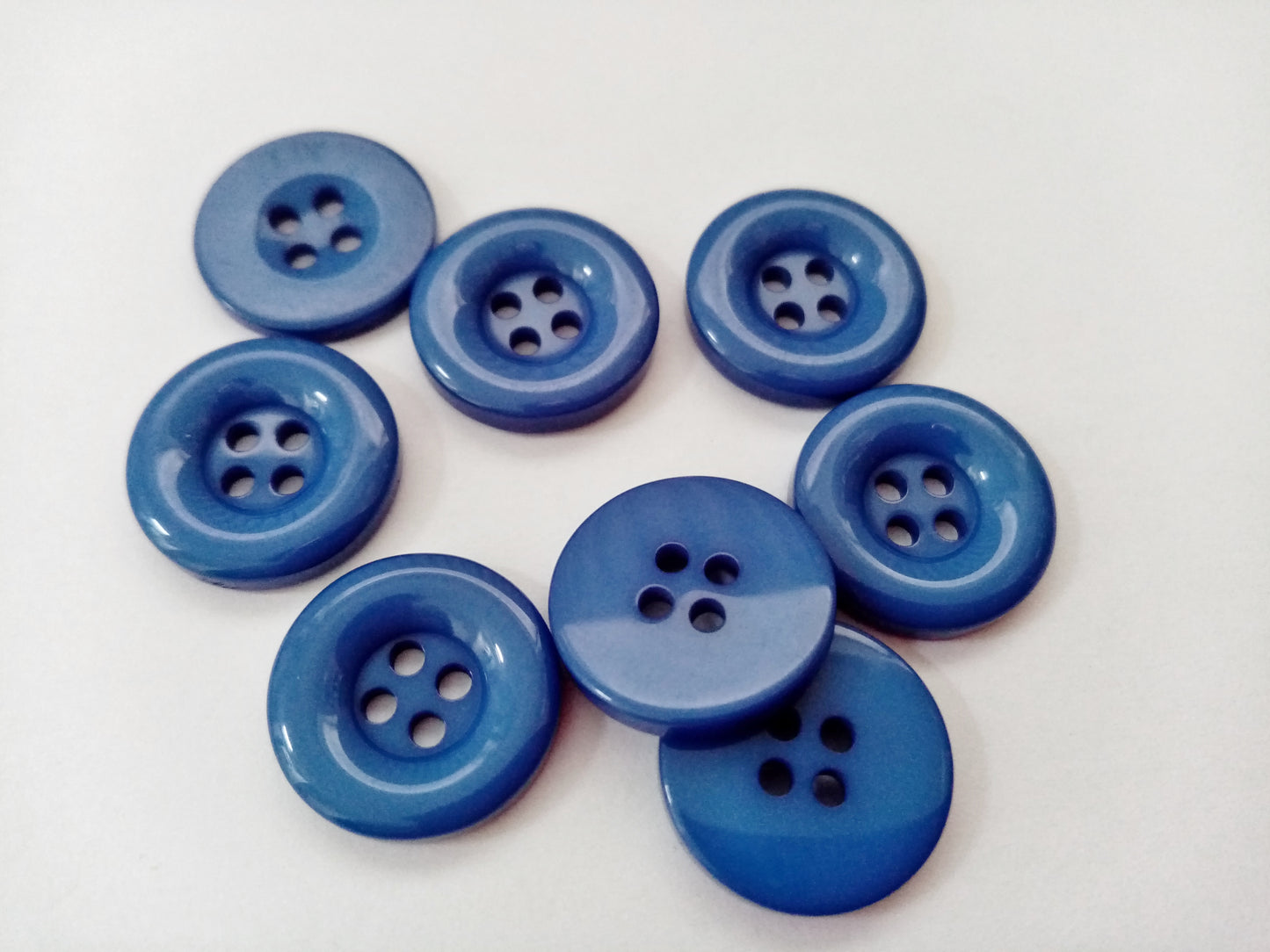 10 Blue Chunky Sewing Buttons 18mm (3/4) Shiny Blue Buttons for Jackets, Coats and Knitwear