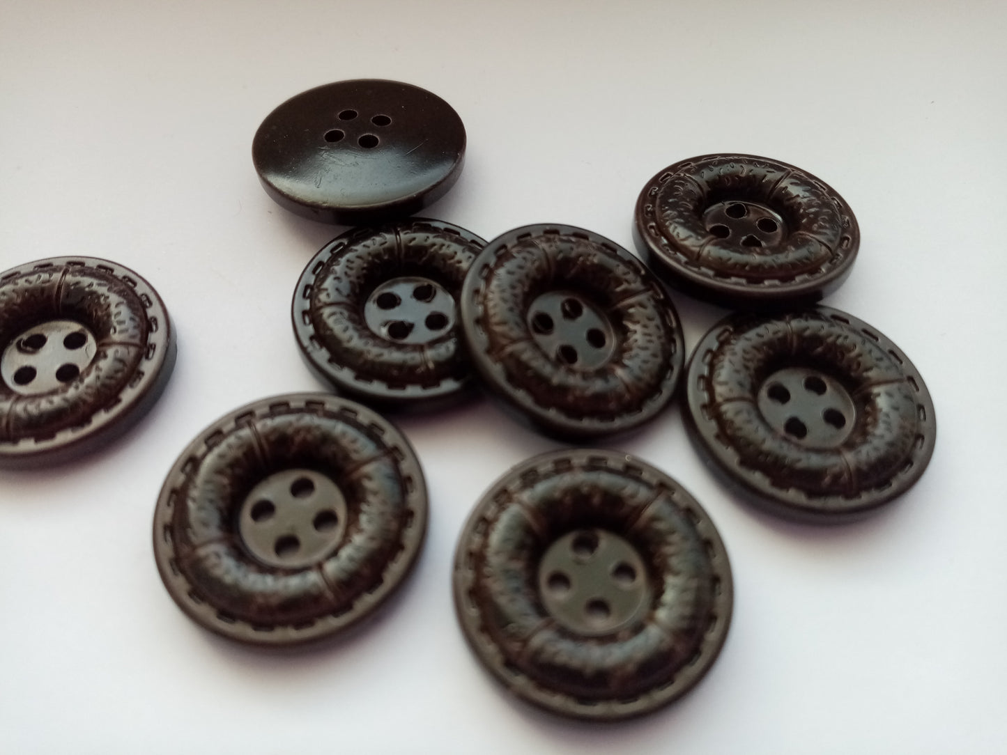 10 Leather Look Brown Buttons 22mm (3/4") Buttons for Coats, Jackets and Cable Knit Cardigans