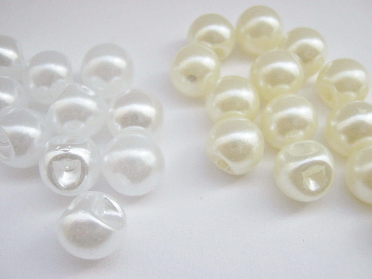 White or Ivory Pearl Buttons with Sideways Shank 10mm (3/8") for Wedding Gowns, Christening Gowns, Blouses and Bridal Wear