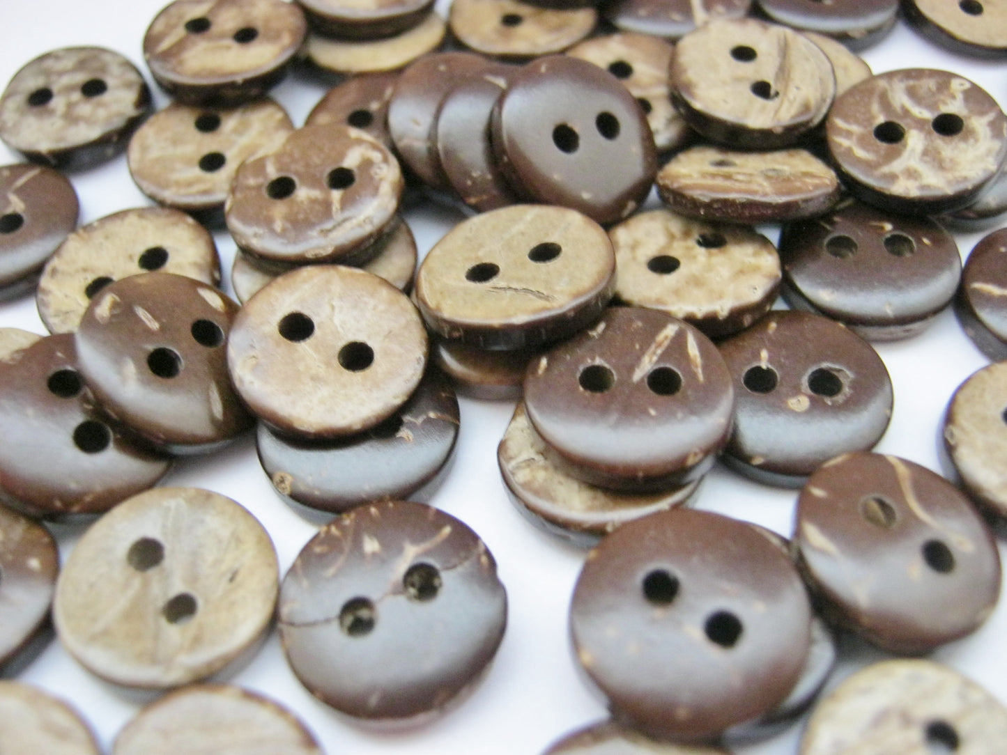 50 Coconut Shell Buttons 10mm (3/8") Small Brown Sewing Buttons for Shirts and Clothing