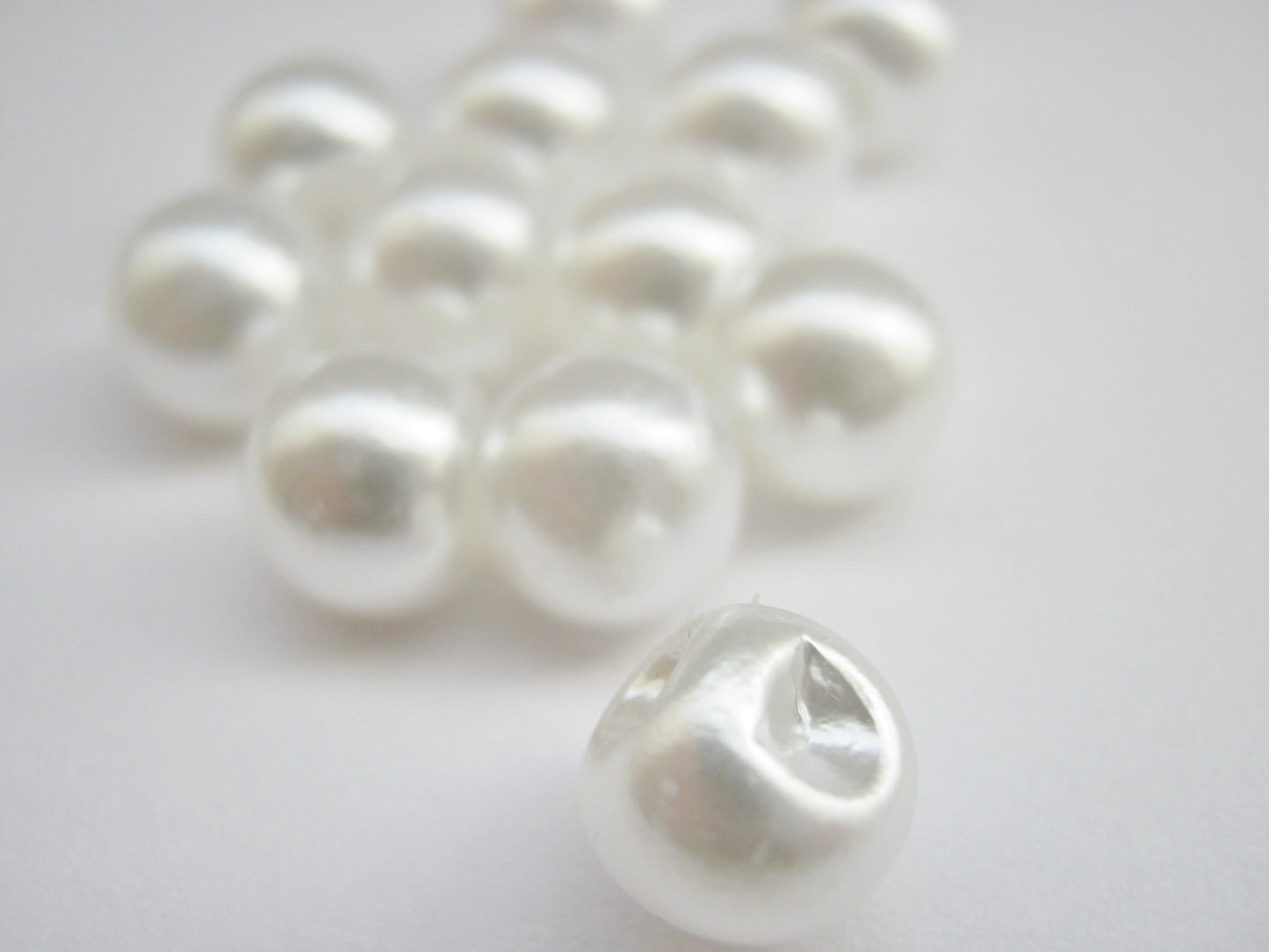 8mm White or Ivory Pearl Buttons with Sideways Shank for Wedding Gowns, Christening Gowns, Blouses and Costumes