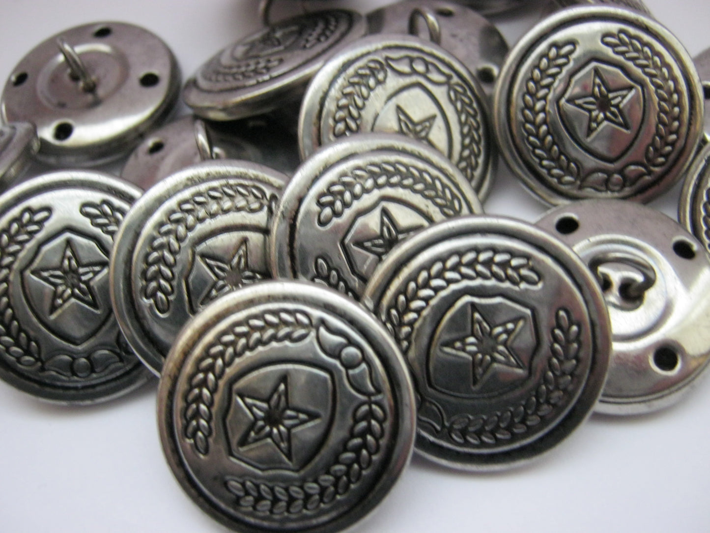 silver shank buttons in 15mm or 22mm