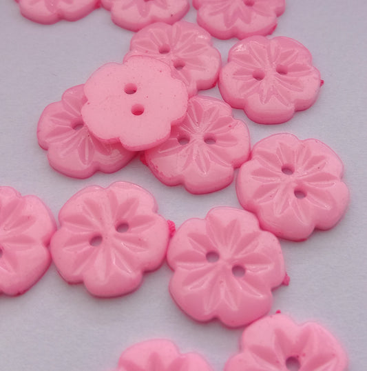 Pink Flower Shaped Buttons 15mm (5/8") Pink Flower Buttons for Girls Clothing