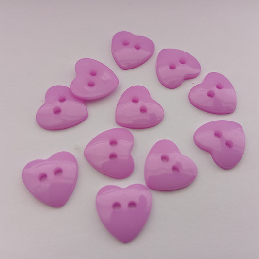 Purple Heart Sewing Buttons 13mm (1/2") Resin Heart Buttons for Women's and Girls' Clothing