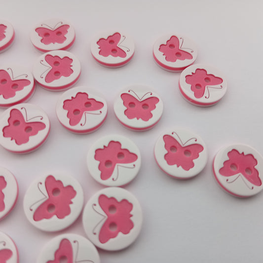 Pink Butterfly Buttons 13mm (1/2") Resin Insect Butterflies Buttons for Children's Girls Pink Clothing Buttons Sewing Knitting Accessories