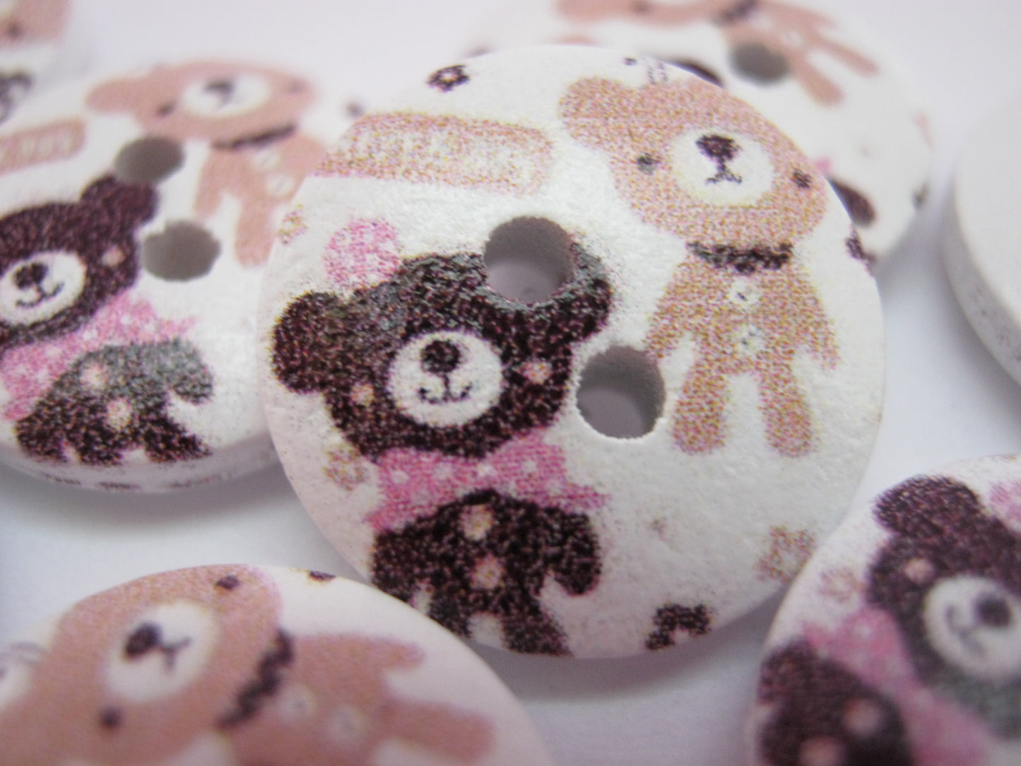 Brown Teddy Bear Buttons 15mm (5/8") Wood Sewing Buttons for Baby Boy and Children's Clothes and Accessories