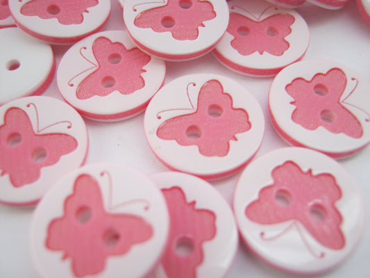 Pink Butterfly Buttons 13mm (1/2") Resin Insect Butterflies Buttons for Children's Girls Pink Clothing Buttons Sewing Knitting Accessories