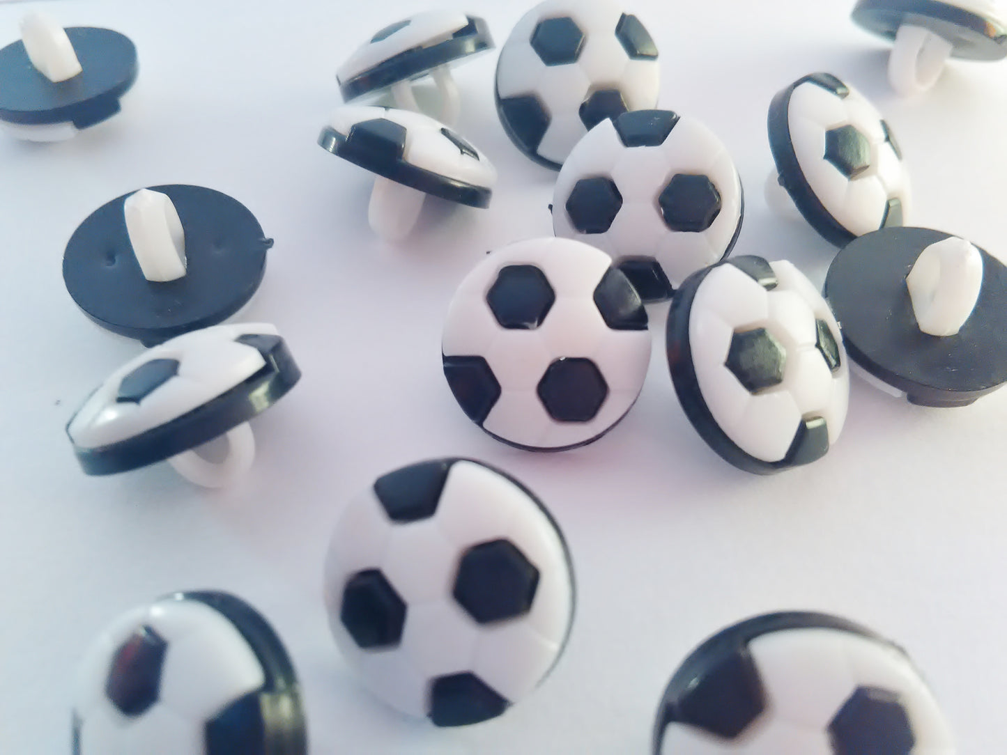 10 Football Buttons 12mm (1/2") Black and White Football Shank Sewing Buttons, Boys Sports Clothing Notions, Sewing Children's Accessories