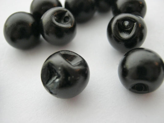 10 Black Faux Pearl Buttons 8mm or 10mm with Sideways Shank Resin Faux Pearls Sewing Buttons