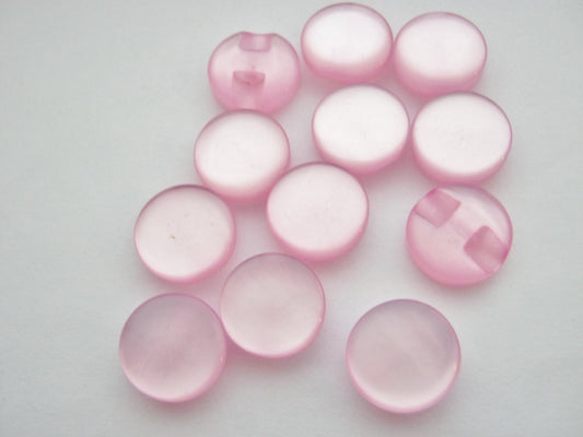 10 Pink Cat's Eye Buttons 12mm (3/4") Flat Shank Baby Pink Sewing Buttons