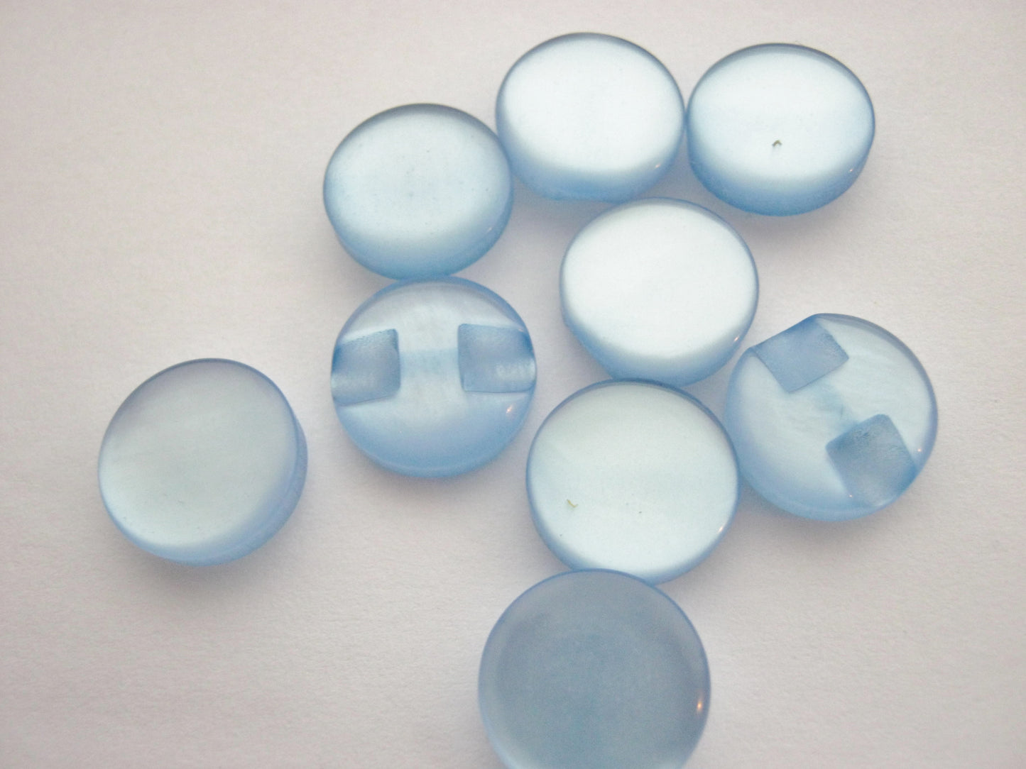 10 Blue Cat's Eye Buttons 12mm (3/4") Flat Shank Baby Blue Sewing Buttons