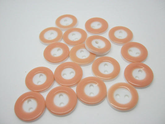 20 Peachy Pink Buttons 12mm (1/2") Small Resin Sewing Buttons for Shirts Blouses and Girls Clothing