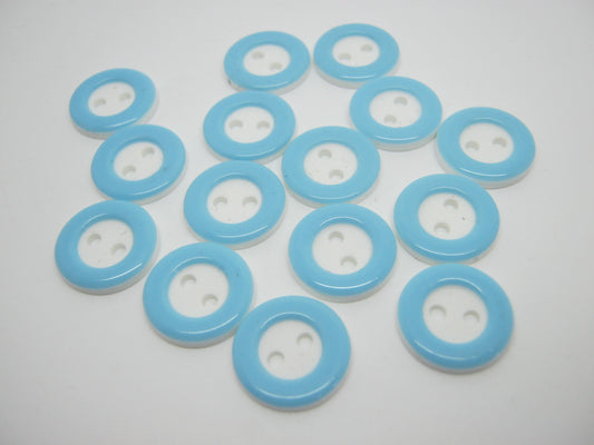 20 Turquoise White Shirt Buttons 12mm (1/2") Small Resin Sewing Buttons for Boys Shirts and Clothing