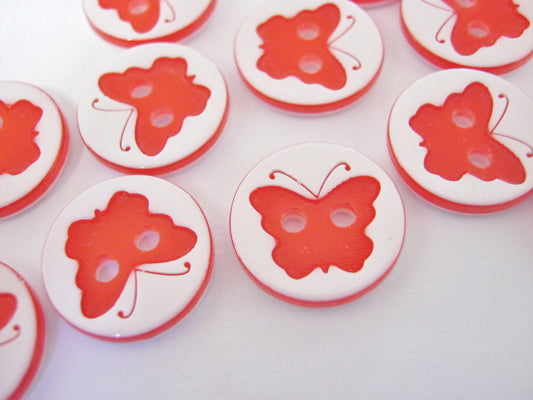 10 Red Butterfly Buttons 13mm (1/2") Resin Insect Butterflies Buttons for Children's Girls Clothing Buttons Sewing Knitting Accessories