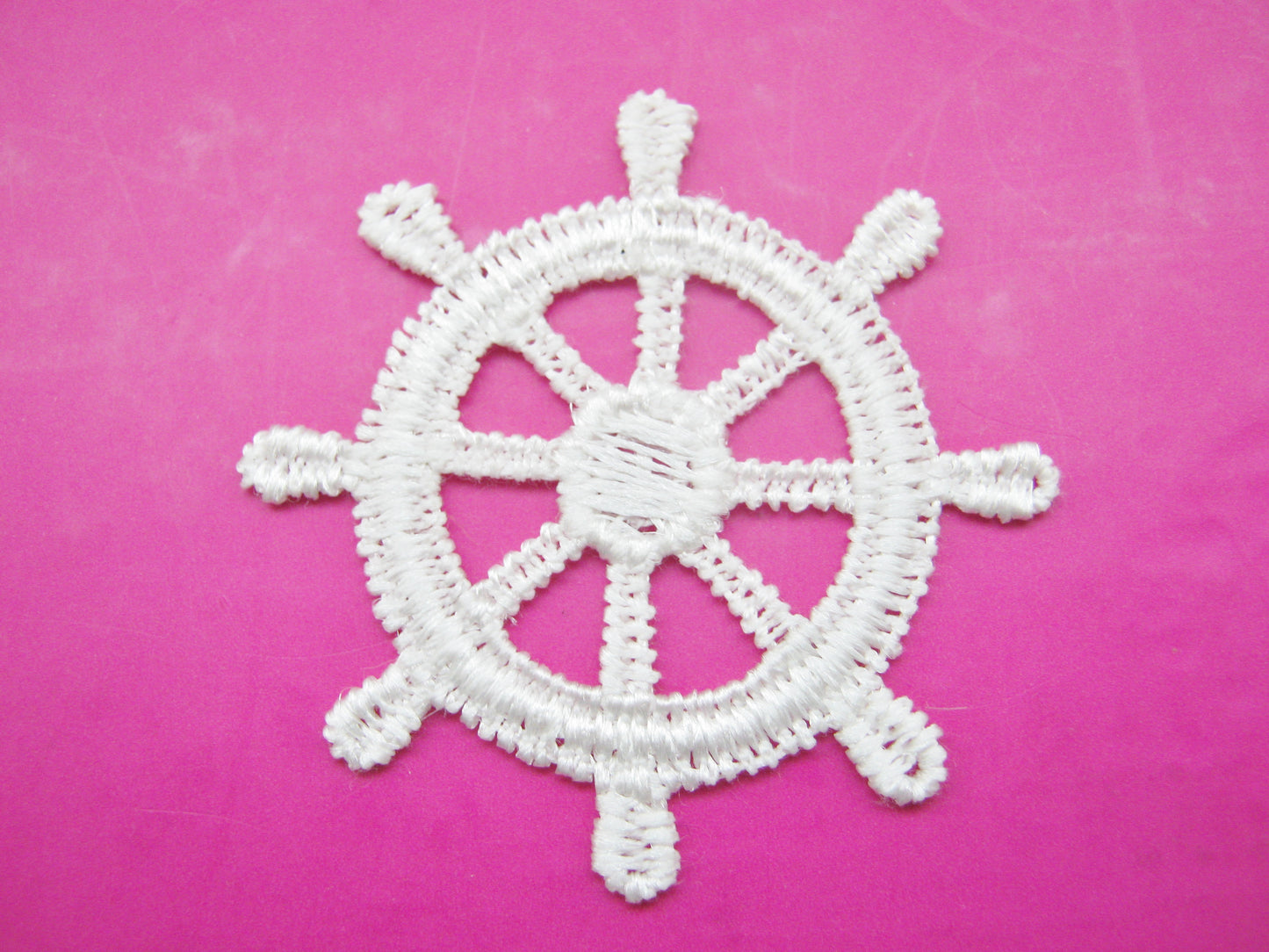 10 Nautical Sew On Appliques, Off White Embroidered Anchor or Ship's Wheel for Summer Sailor Clothing