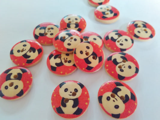 10 Panda Bear Sewing Buttons 18mm (3/4") Wood Panda Buttons for Childrens Clothing