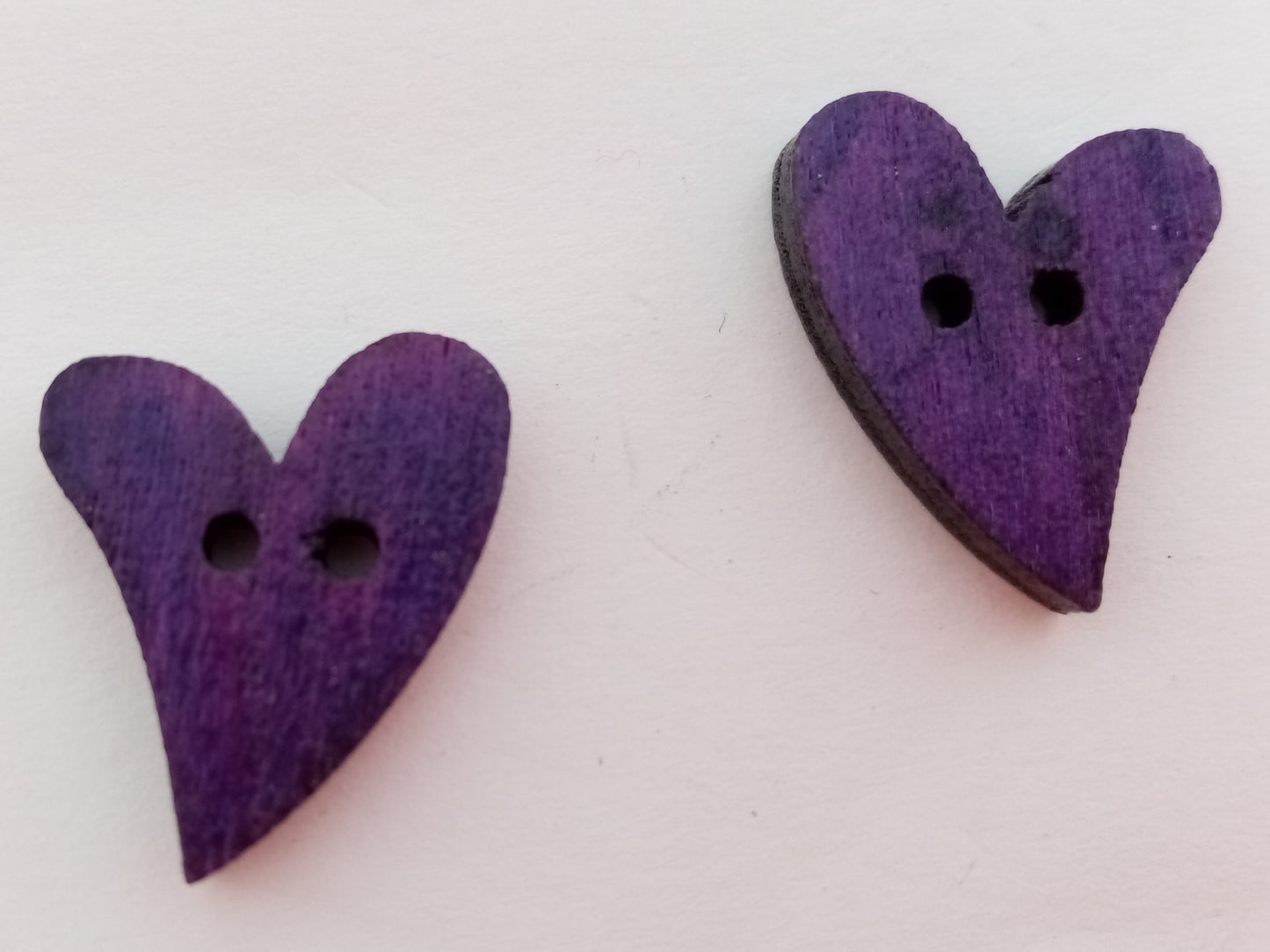 10 Wood Heart Buttons 20mm (3/4") Colourful Hearts Sewing Buttons for Clothing and Crafts