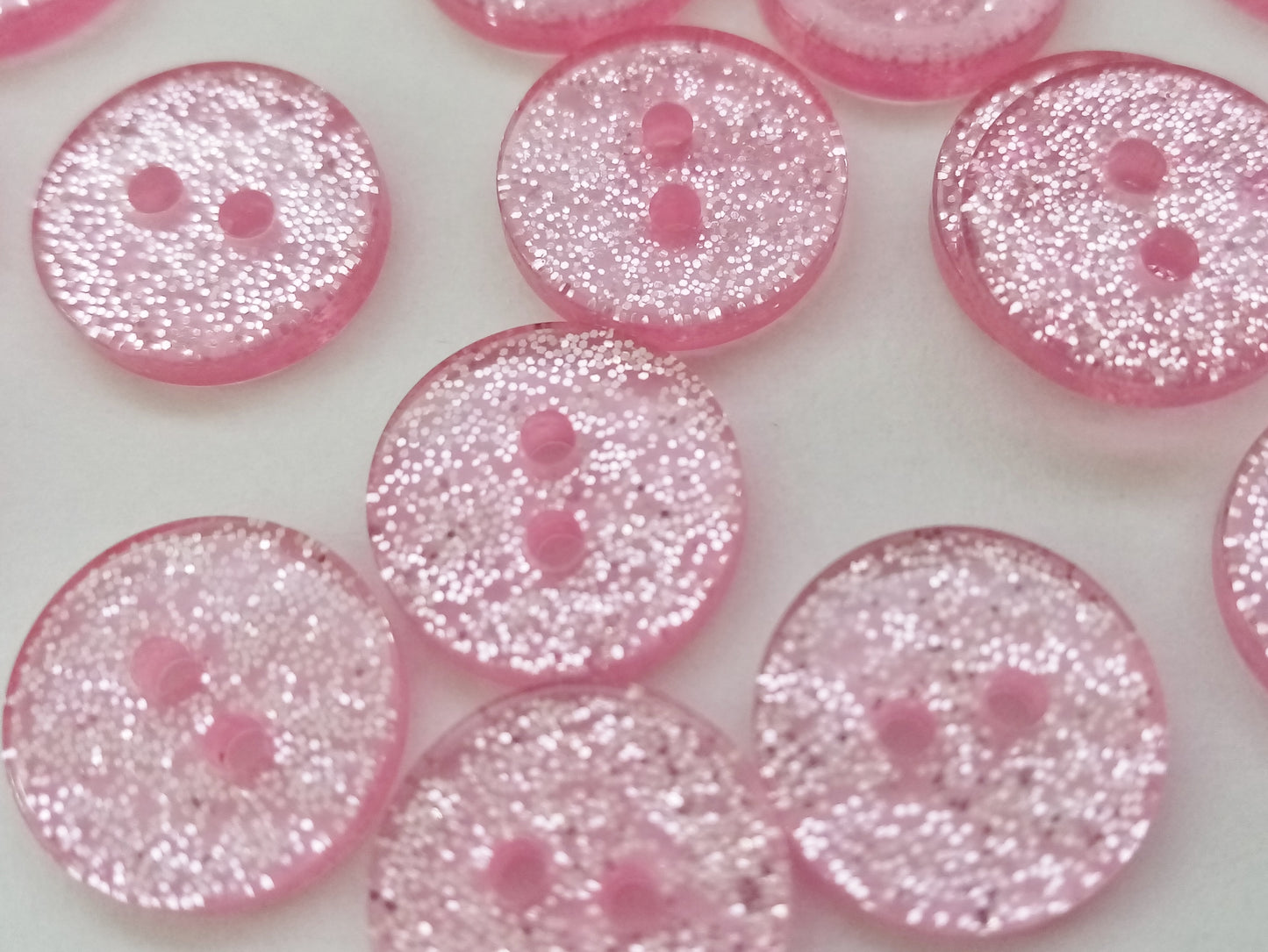 Pink Glitter Buttons 15mm (5/8") Pink Sewing Buttons for Girl's Clothing and Accessories