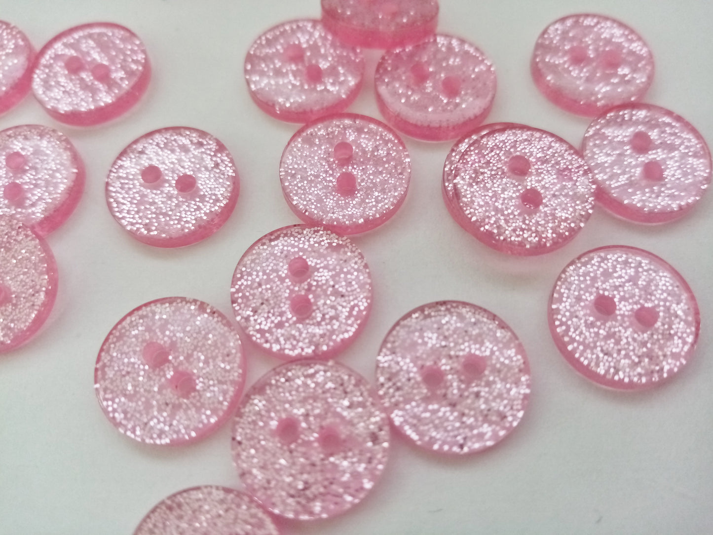 Pink Glitter Buttons 15mm (5/8") Pink Sewing Buttons for Girl's Clothing and Accessories