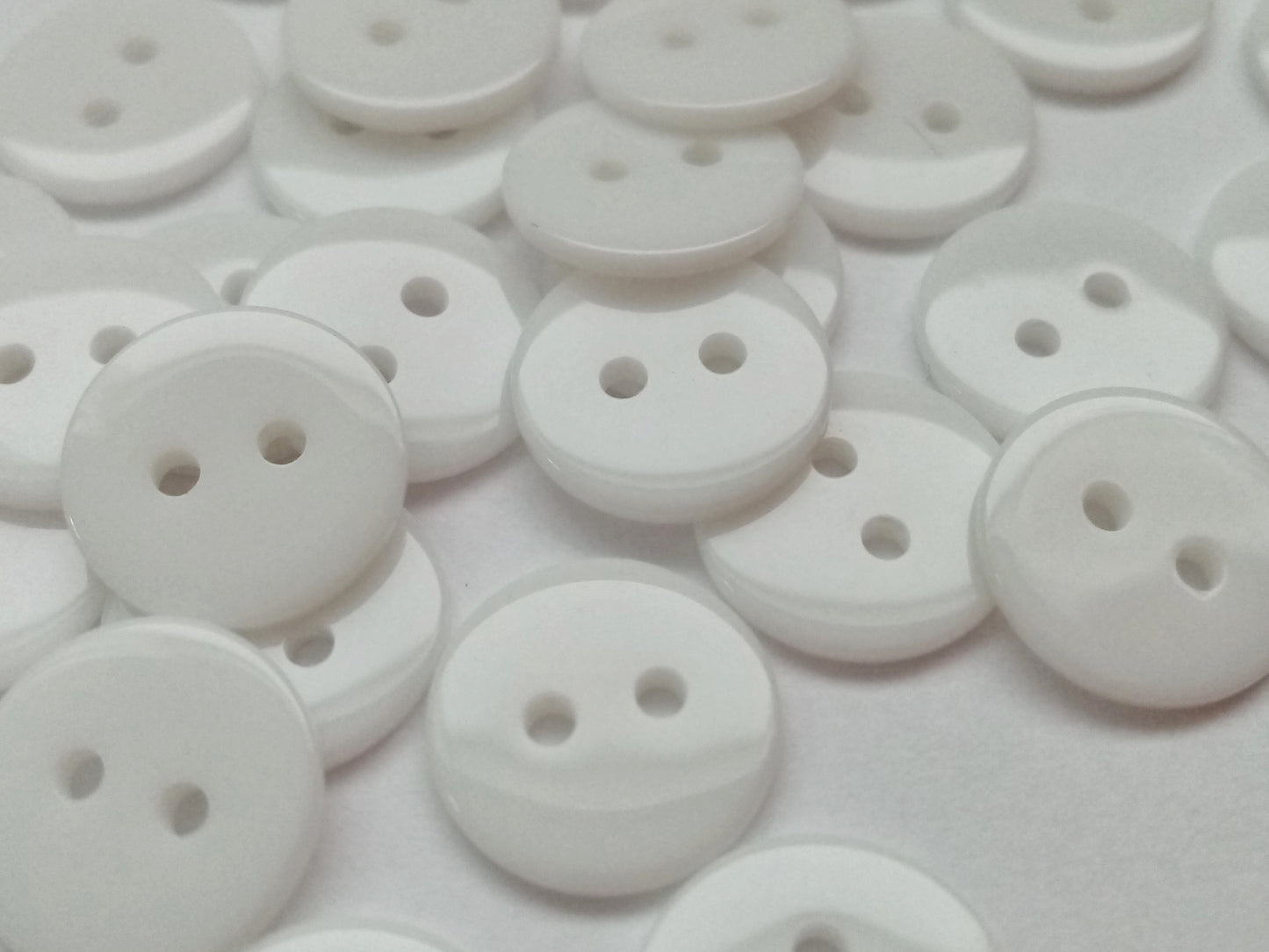 10 Plain White Sewing Buttons 15mm (5/8") White Buttons for Baby Clothes, Blouses, Shirts and Knitwear