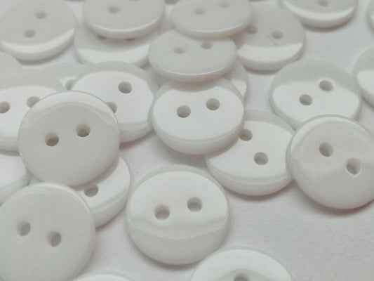 10 Plain White Sewing Buttons 15mm (5/8") White Buttons for Baby Clothes, Blouses, Shirts and Knitwear