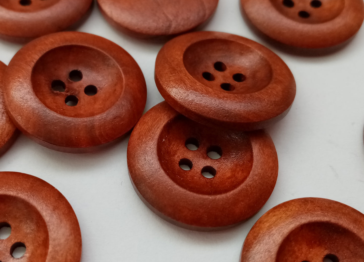 6 Brown Sewing Buttons 25mm (1") Wood Buttons for Coats, Jackets, Knitwear and Crafts