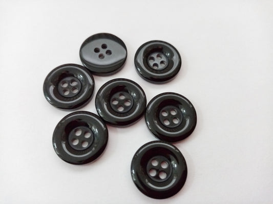 10 Black Chunky Sewing Buttons 18mm (3/4) Shiny Black Buttons for Jackets, Coats and Knitwear