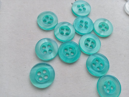 25 Turquoise blue shirt buttons 10mm with 4 holes