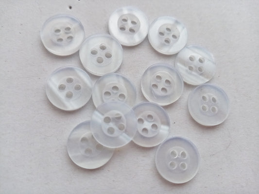 25 Clear Shirt Buttons 10mm with 4 holes