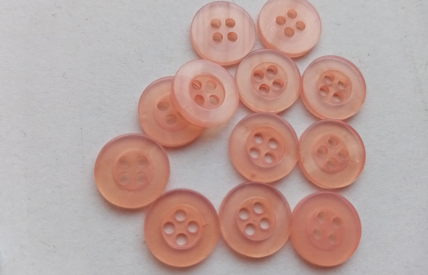 25 Salmon Pink shirt buttons 10mm with 4 holes