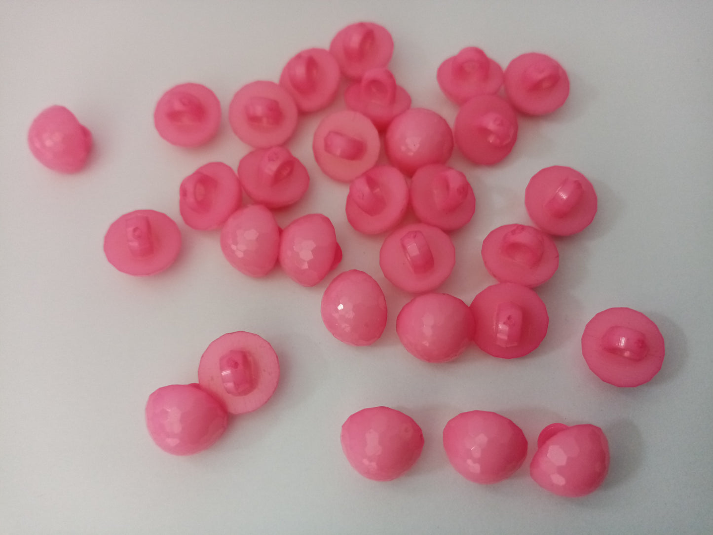 Small Pink Shank Buttons 12mm (1/2") Bubblegum Pink Plastic Dome Sewing Buttons for Babies and Girls Clothing, Shirts, Blouses and Dresses.