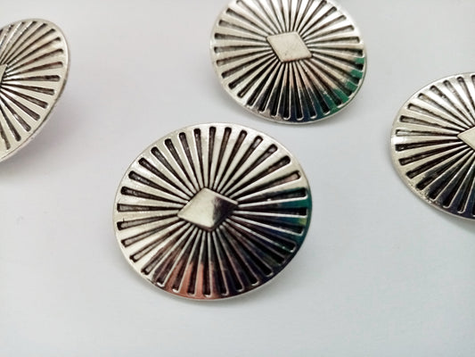 Oval Silver Metal Buttons 25mm