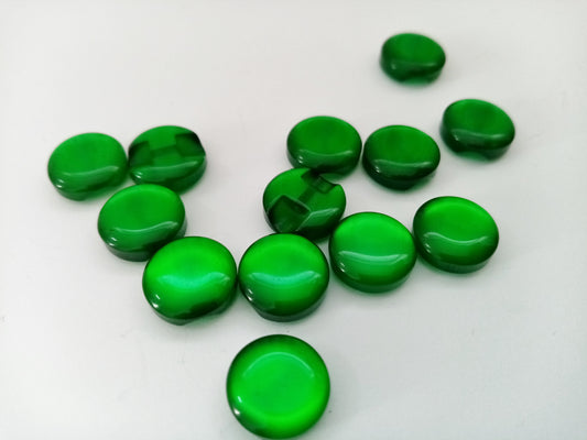 10 Emerald Green Cat's Eye Buttons 12mm (3/4") Flat Shank Green Sewing Buttons