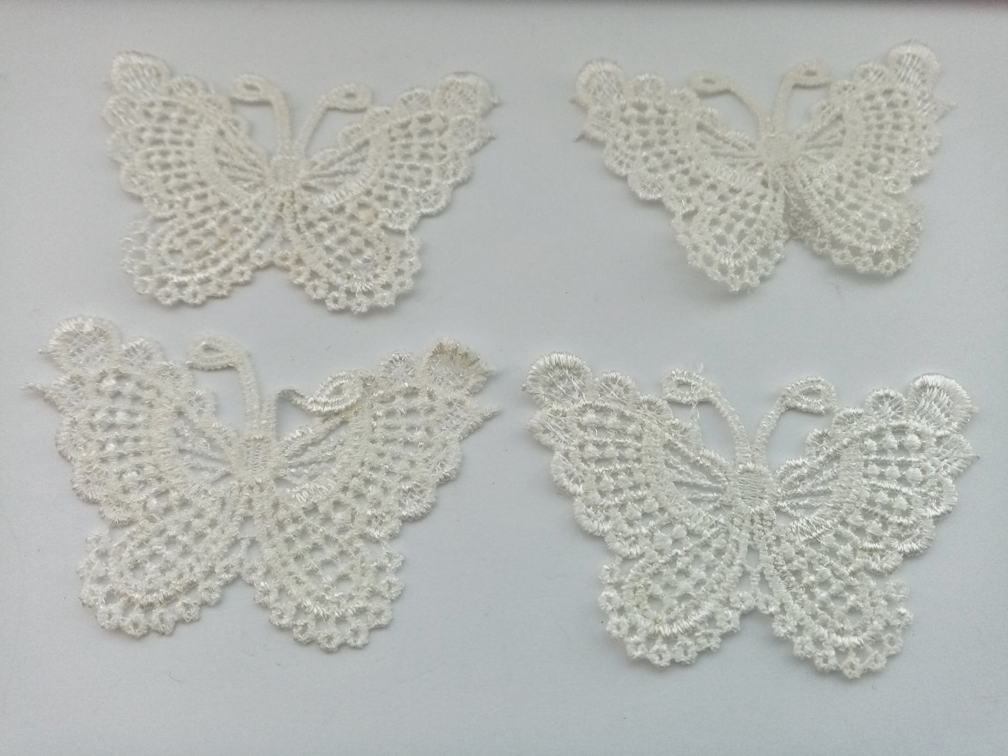 4 x Ivory Embroidered Lace Butterfly Appliques 75mm (3") Sew On Butterfly Motif Patches Embellishment