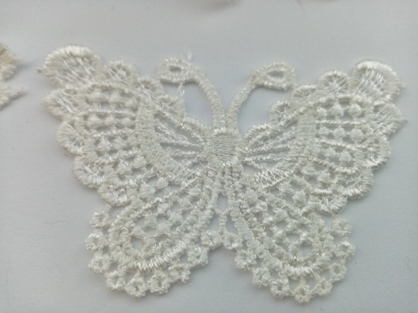 4 x Ivory Embroidered Lace Butterfly Appliques 75mm (3") Sew On Butterfly Motif Patches Embellishment