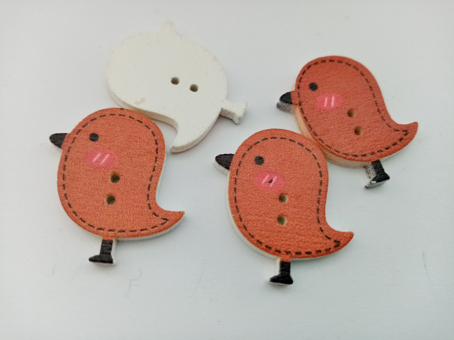 6 Bird Buttons 25mm (1") Choose Colour or Mixed Colours Wood Bird Sewing Buttons for Kids Clothes and Crafts