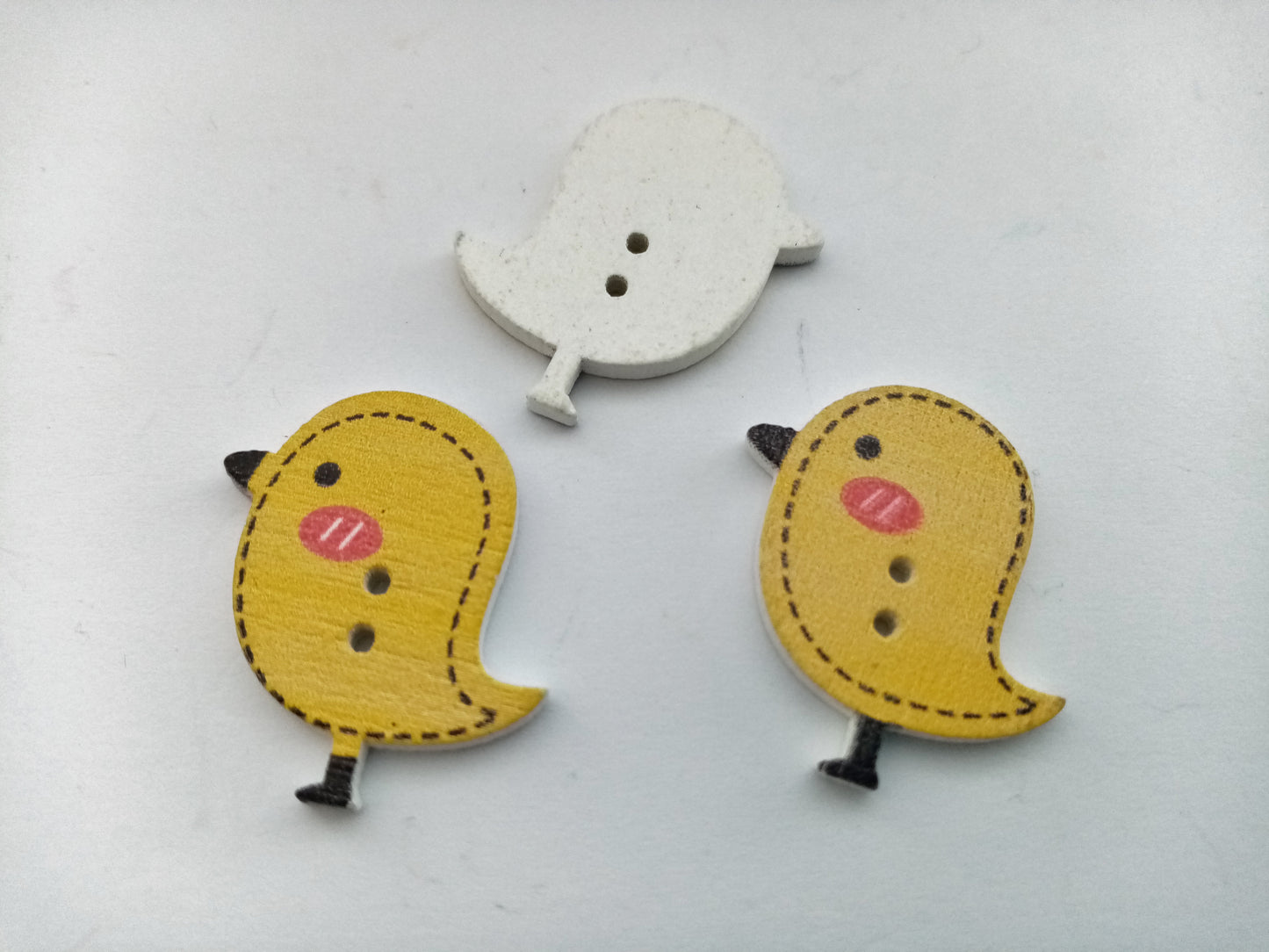 6 Bird Buttons 25mm (1") Choose Colour or Mixed Colours Wood Bird Sewing Buttons for Kids Clothes and Crafts