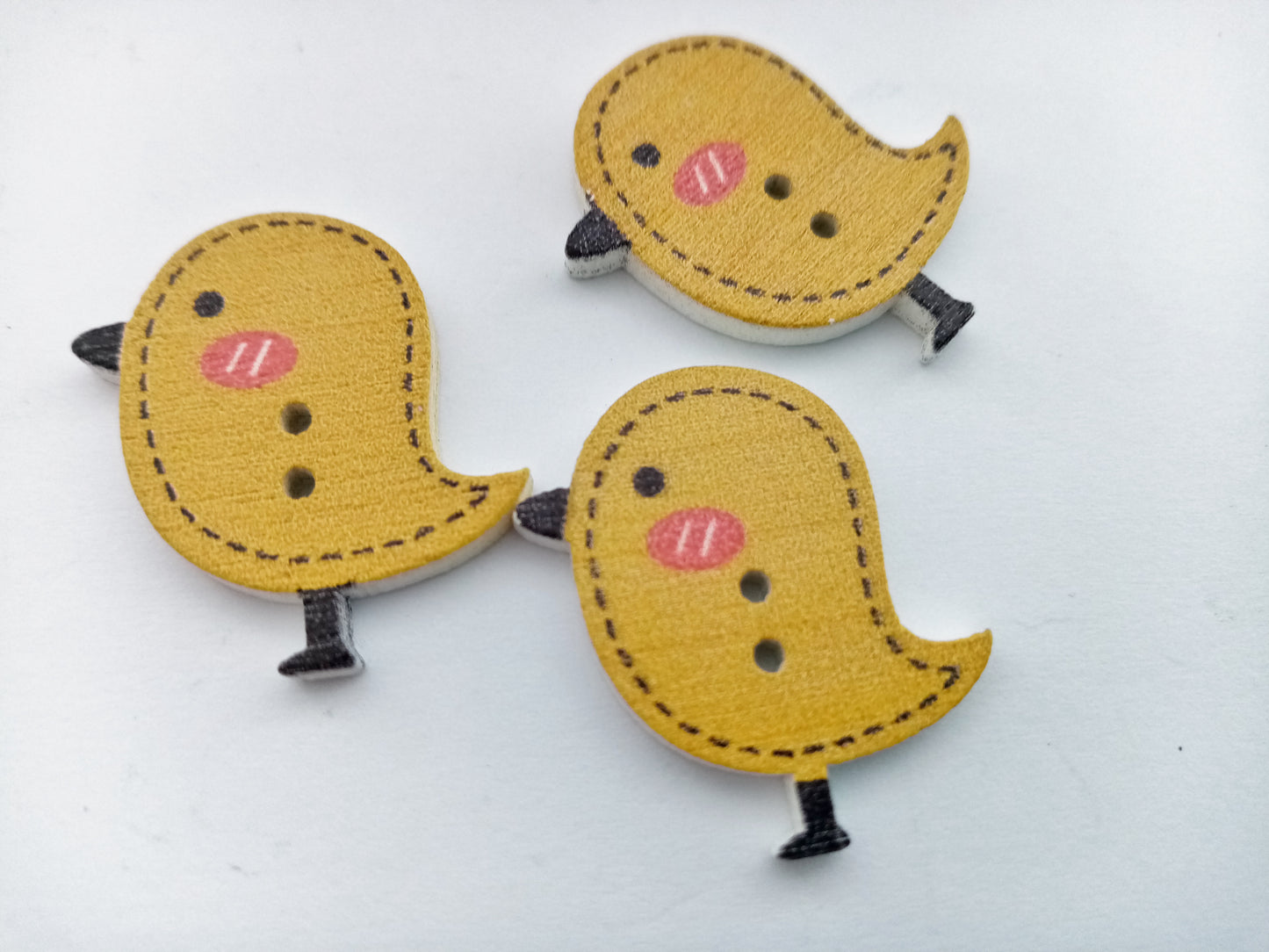 6 Bird Buttons 25mm (1") Choose Colour or Mixed Colours Wood Bird Sewing Buttons for Kids Clothes and Crafts