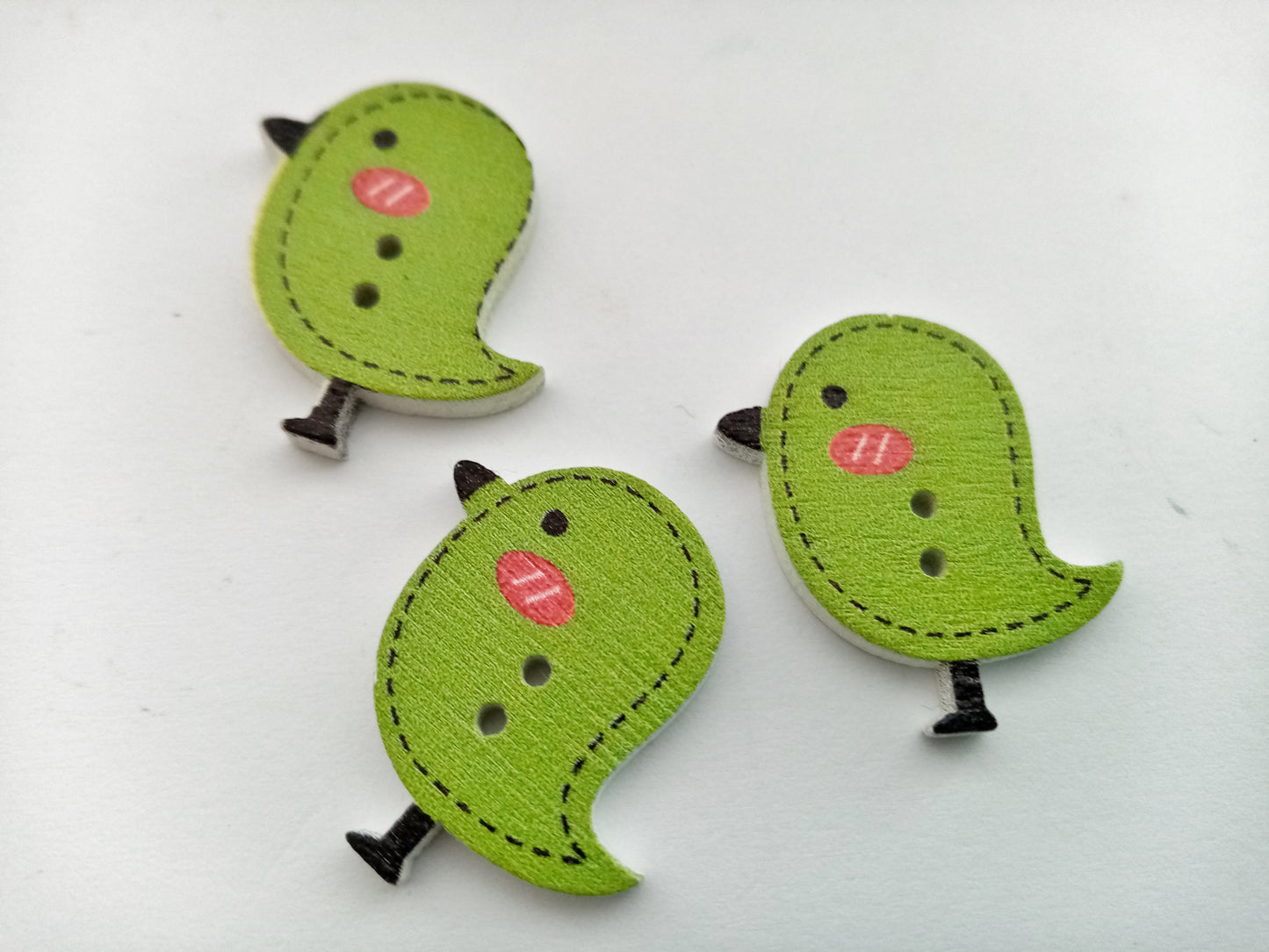 6 Bird Buttons 25mm (1") Choose Colour or Mixed Colours Wood Bird Sewing Buttons for Kids Clothes and Crafts