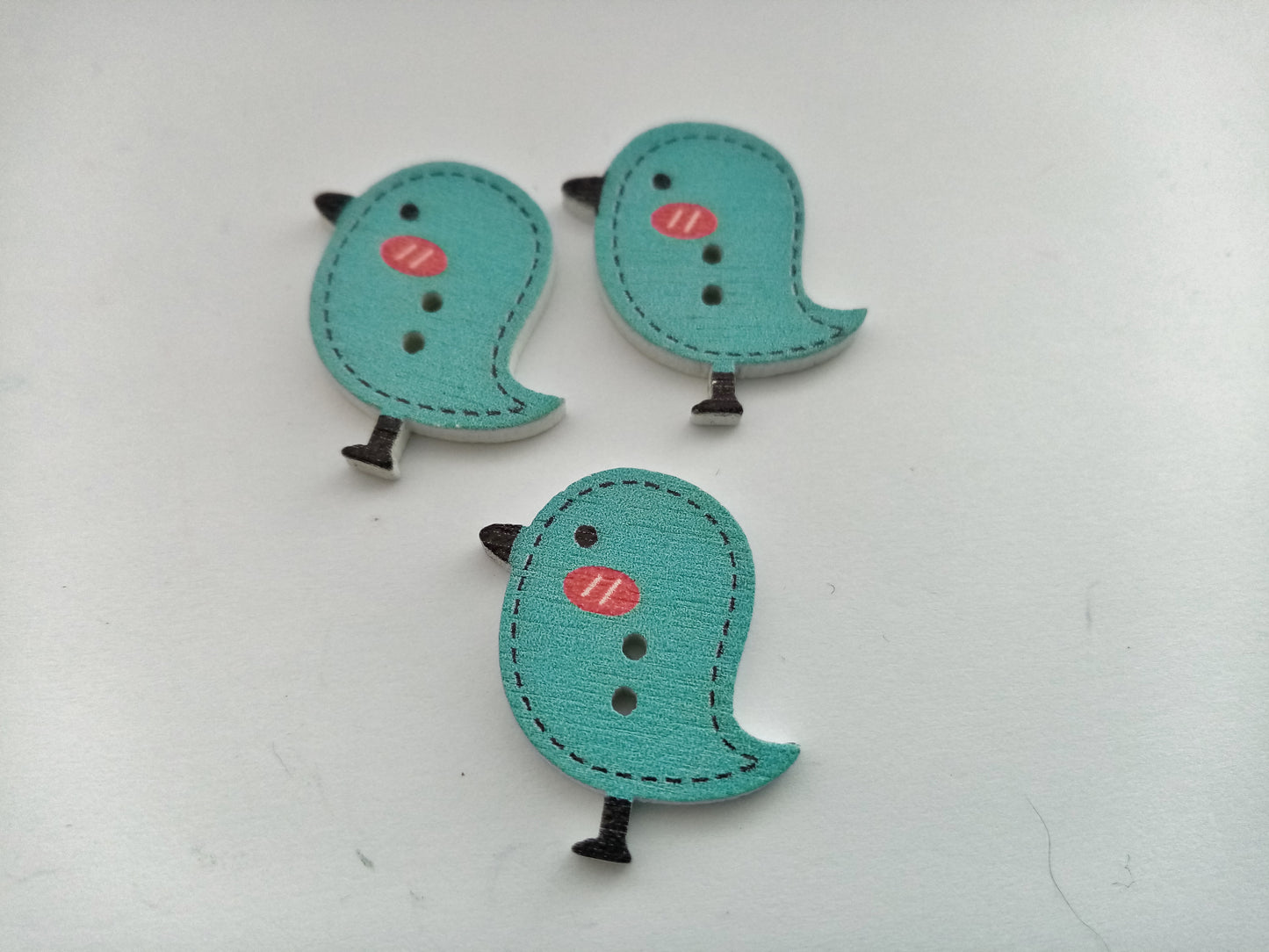 6 Bird Buttons 25mm (1") Choose Colour or Mixed Colours Wood Bird Sewing Buttons for Kids Clothes and Crafts