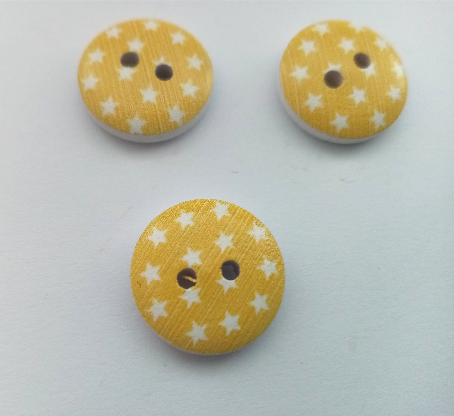 10 Star Wood Buttons 15mm (5/8") Choose Colour Star Sewing Buttons for Clothing & Crafts