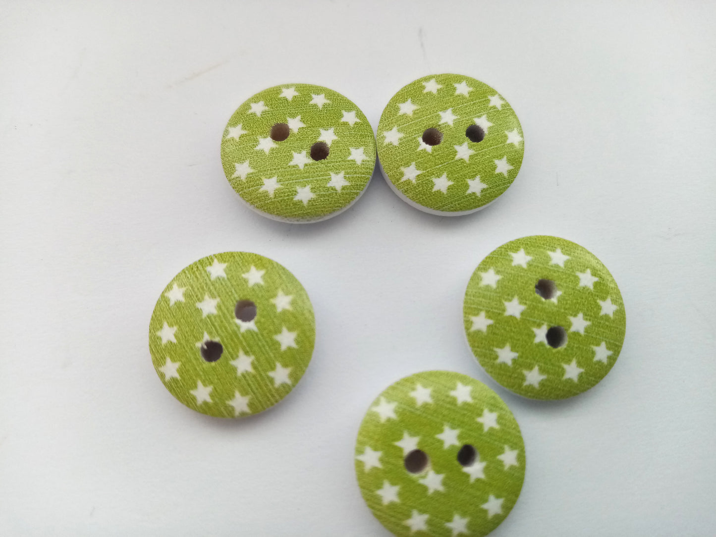 10 Star Wood Buttons 15mm (5/8") Choose Colour Star Sewing Buttons for Clothing & Crafts