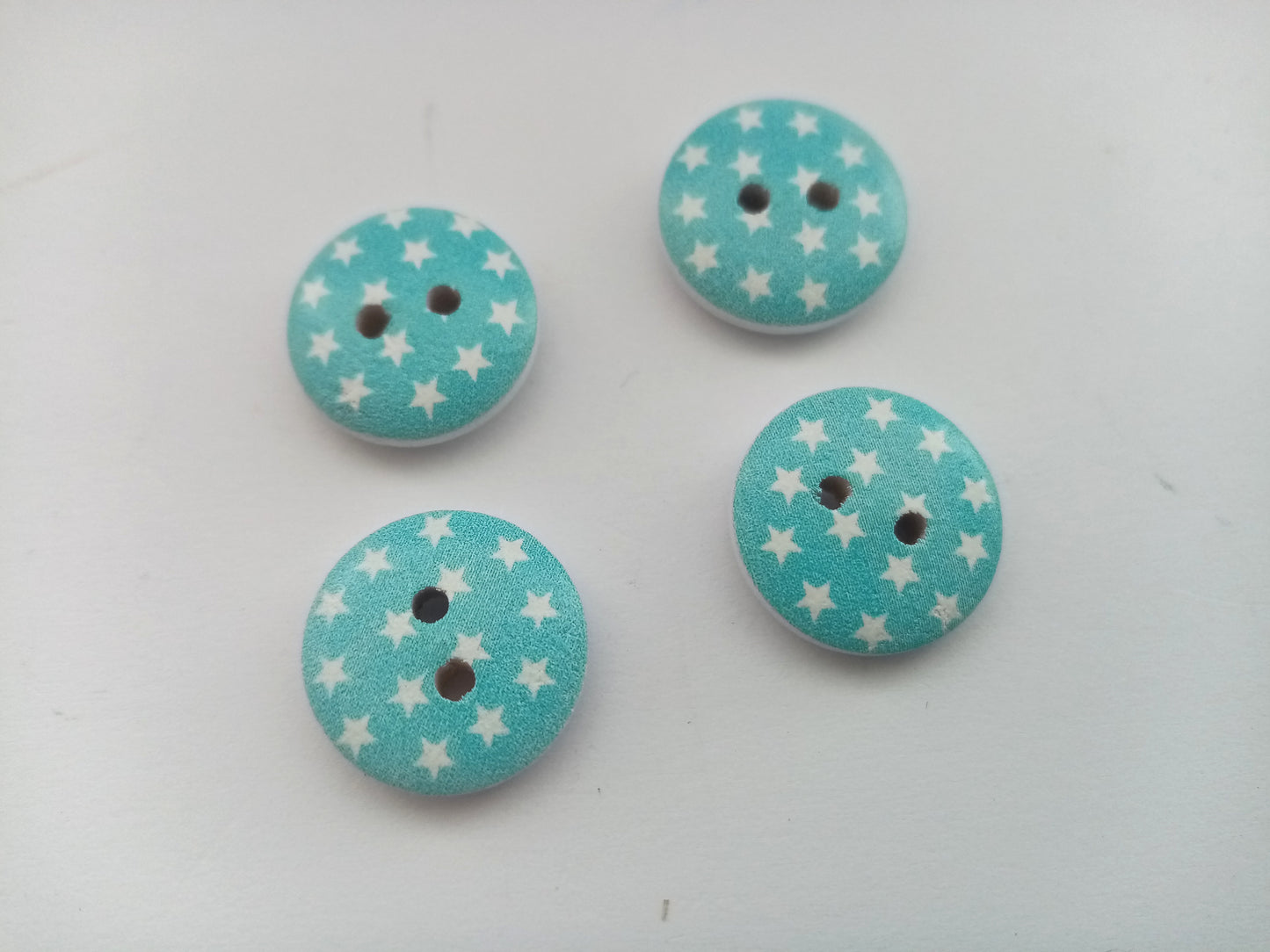 10 Star Wood Buttons 15mm (5/8") Choose Colour Star Sewing Buttons for Clothing & Crafts