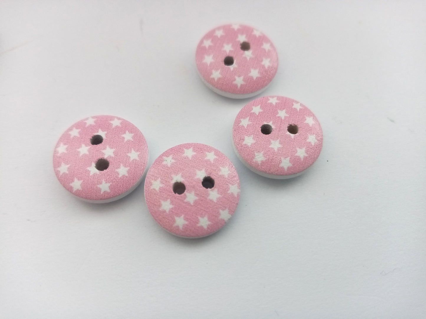 10 Star Wood Buttons 15mm (5/8") Choose Colour Star Sewing Buttons for Clothing & Crafts