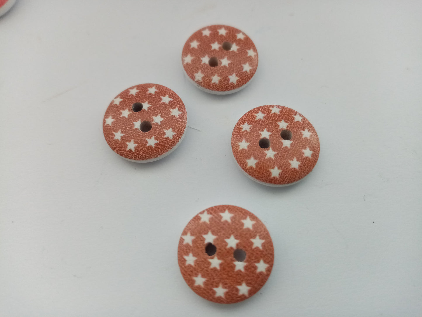 10 Star Wood Buttons 15mm (5/8") Choose Colour Star Sewing Buttons for Clothing & Crafts