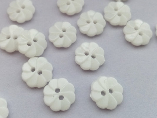 White Flower Petal Buttons 12mm (1/2") Small White Buttons for Baby Clothing and Shirts and Blouses